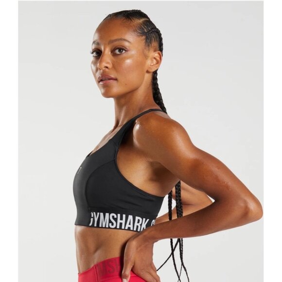 Gymshark Womens Black Racerback Sports Bra With Logo Band Text Size S - Picture 8 of 8